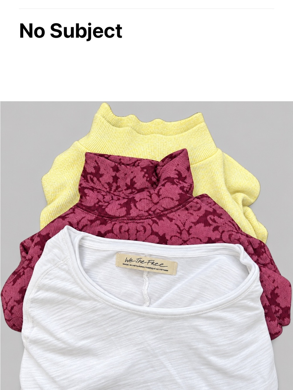 NWOT Free People lot of 3 Tops in White, Burgundy, and Yellow